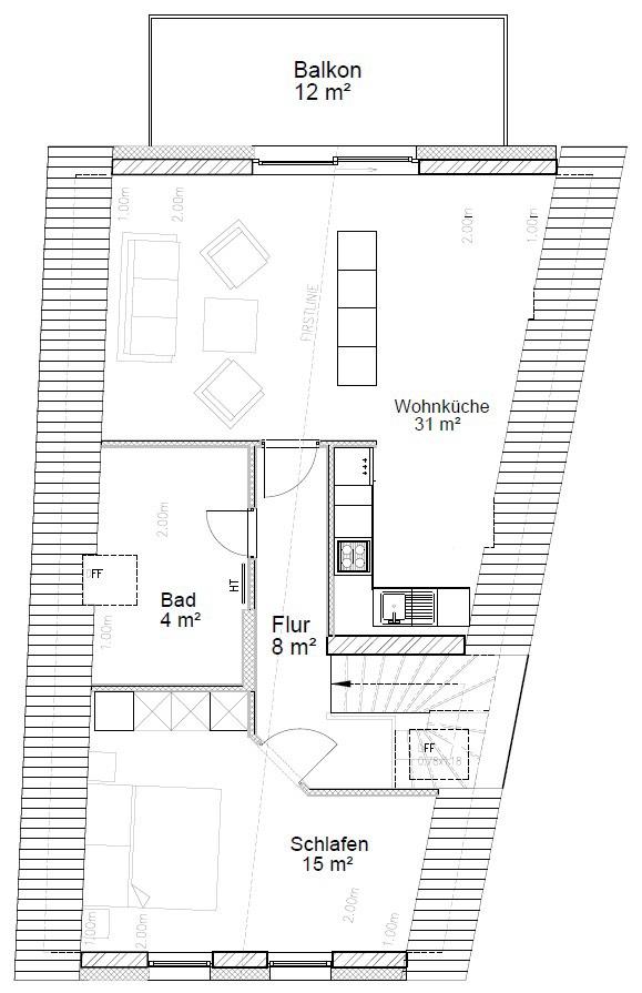 Thumbnail-2 Raum Wohnung DG, Dachgeschosswohnung, Erstbezug