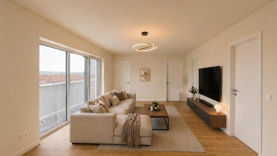 Thumbnail-Diese hochwertige Neubauwohnung in 37339 Kirchworbis vereint modernes Wohnen, durchdachte Raumaufteilung und energieeffiziente Technik. Mit einer großzügigen Dachterrasse und einem offenen...