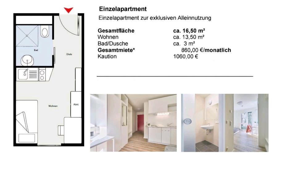 Thumbnail-Möblierte Wohnung 1-Zimmer Apartment, ab 1.05, Zwischenmiete