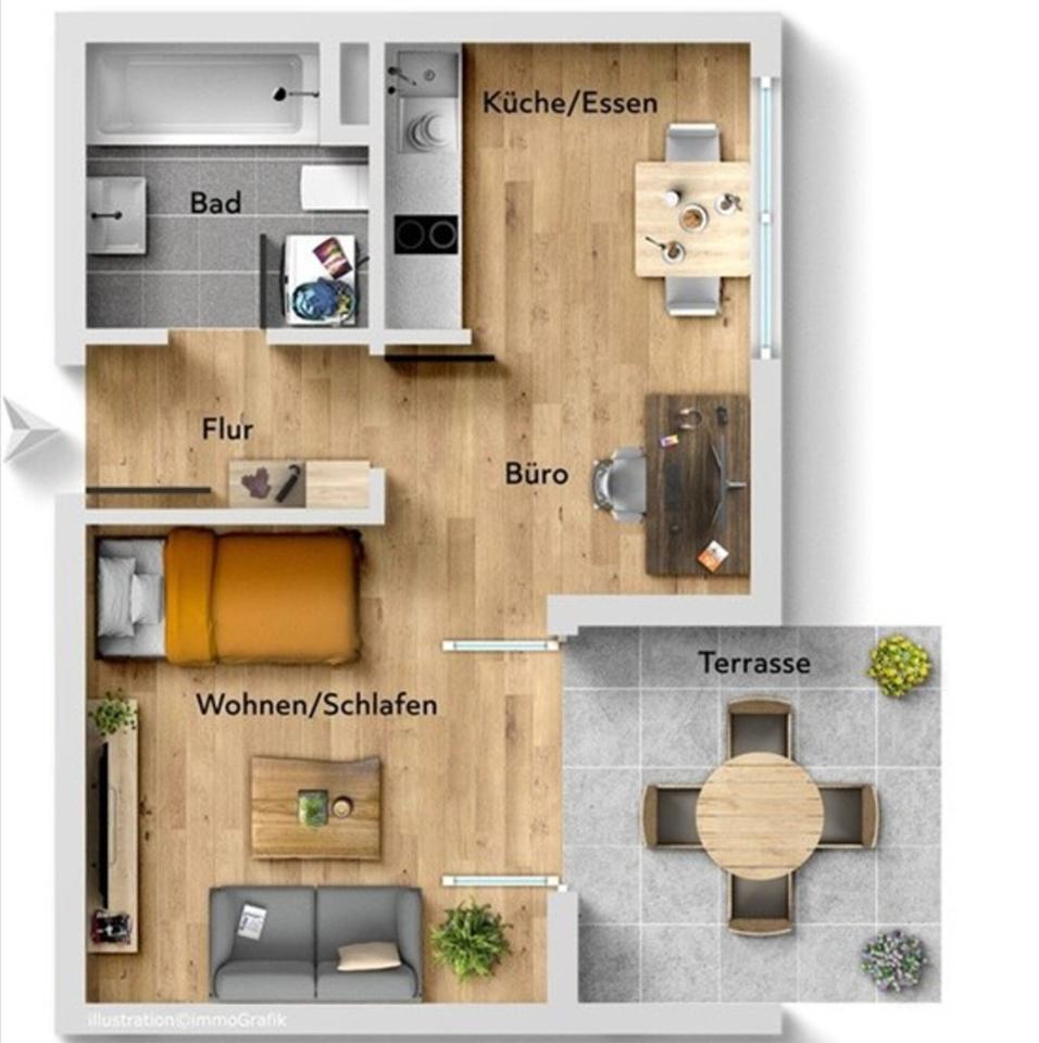 Thumbnail-Gepflegte 1-Zi.-EG Whg mit Terrasse und TG in Aidlingen