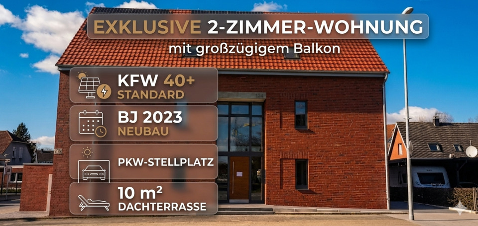 Thumbnail-Moderne 2-Zimmer-Wohnung mit Balkon (KfW 40, Baujahr 2023)