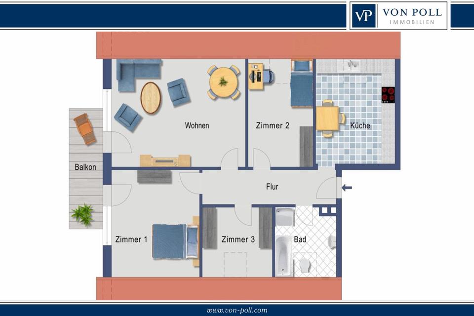 Thumbnail-Gut geschnittene und renovierte 4ZKB-Dachgeschosswohnung in Lingen Laxten