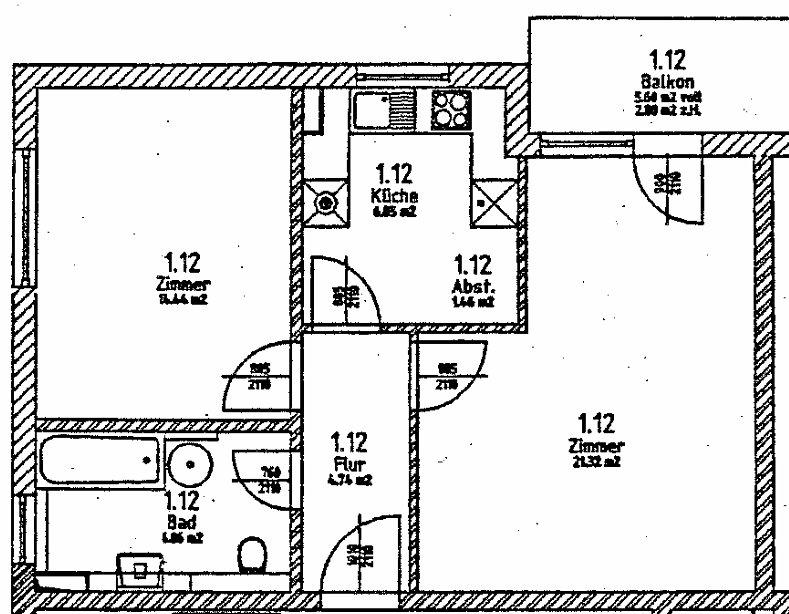Thumbnail-2 Zimmer Wohnung mit Balkon in ruhiger Lage