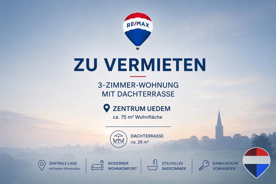 Thumbnail-Charmante 3-Zimmer-Wohnung mit Dachterrasse im Zentrum von Uedem