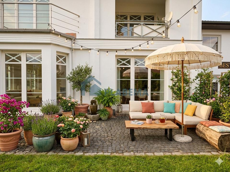 Thumbnail-Individuelle Erdgeschosswohnung mit Einbauküche, Terrasse & Kamin