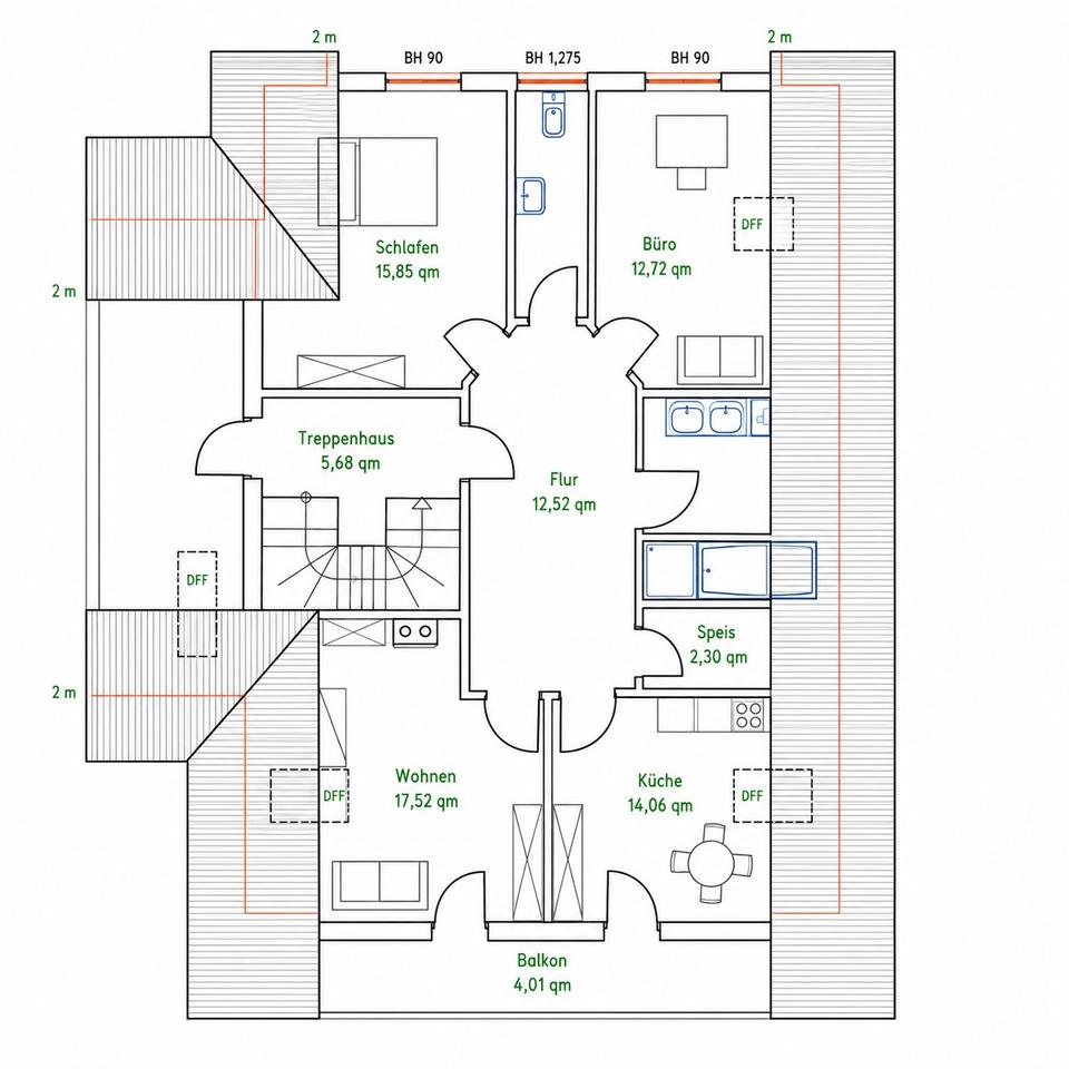 Thumbnail-Helle Dachgeschosswohnung mit großem Wohnbereich und Balkon