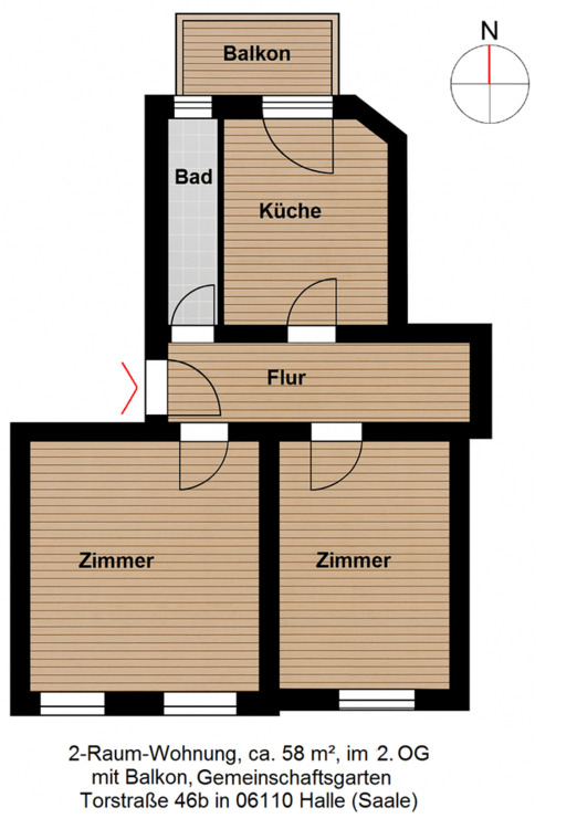 Thumbnail-Helle 2-R-Whg inkl. Balk., mod. Bad, Garten in Südl. Innenstadt
