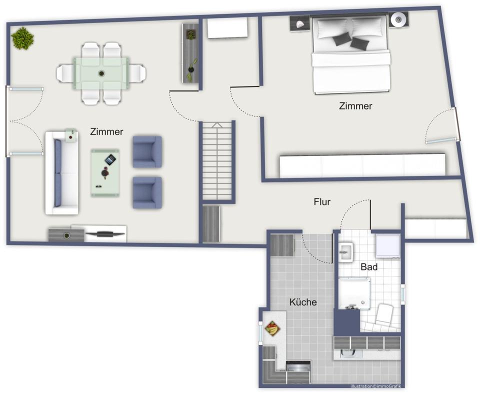 Thumbnail-2-Zimmer-Wohnung im DG in Ruhiger lage – als WG oder für Paare