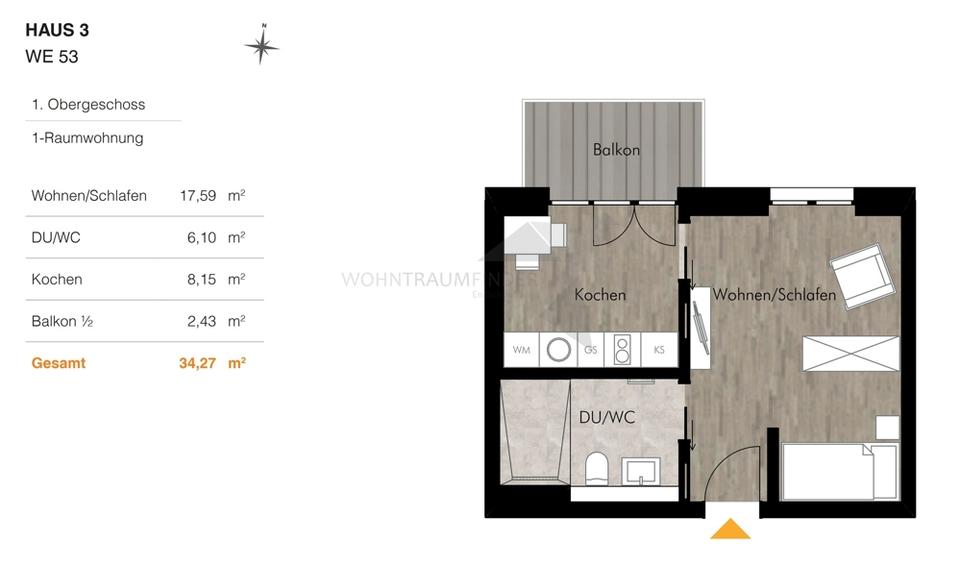 Thumbnail-+ Erstbezug nach Neubau + Singlewohnung mit Einbauküche & Balkon - barrierefrei, effizient, modern