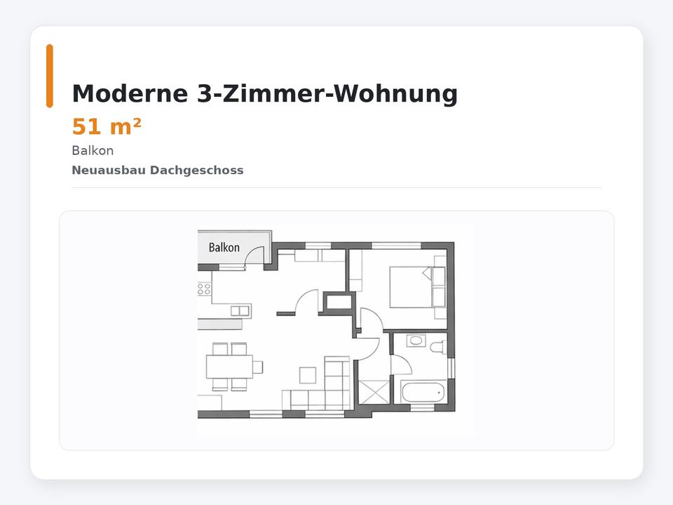 Thumbnail-3-Zimmer DG-Wohnung mit Balkon – Erstbezug – Bilfingen