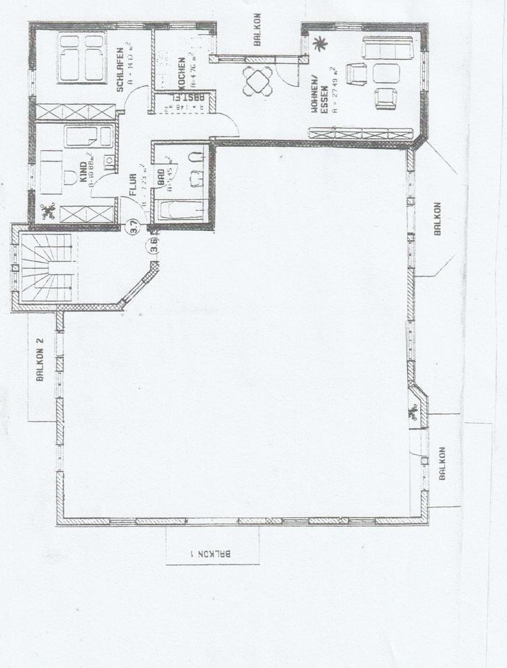 Thumbnail-76 m2 Komfortwohnung, 3 Zimmer, Küche, Stube mit Balkon,KiZi