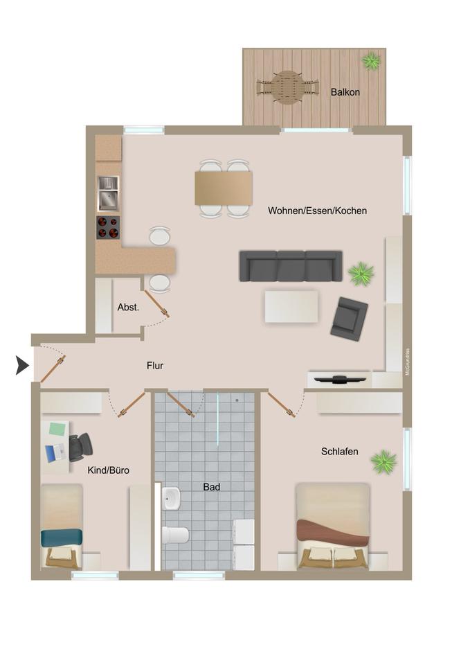 Thumbnail-3 ZKB 80 qm, moderne Wohnung mit EBK *Niedrigenergiehaus*