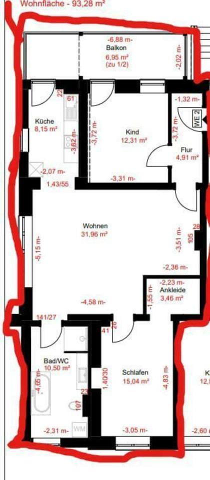 Thumbnail-Wunderschöne 3-Raumwohnung mit großem Balkon und Ankleidezimmer