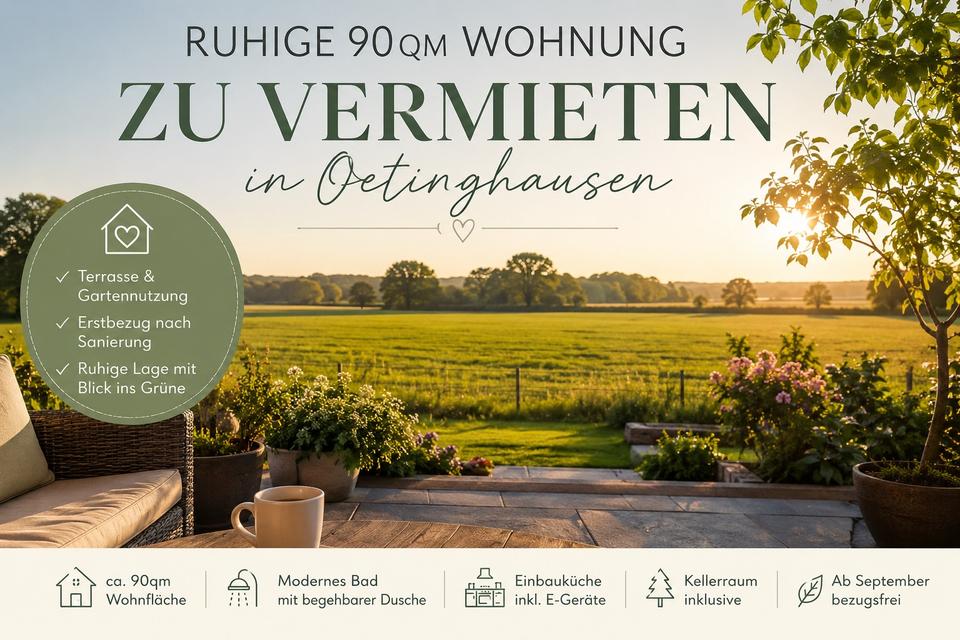 Thumbnail-Ruhige 90qm Wohnung mit Terrasse & Gartennutzung in Oetinghausen