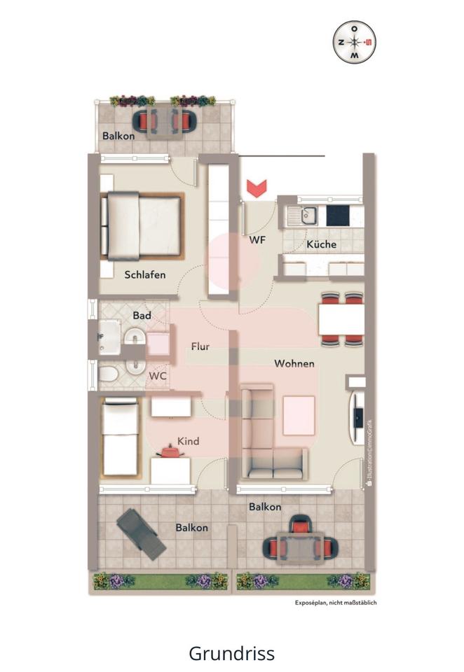 Thumbnail-3 - Zimmer Wohnung 111qm Ink. Terrasse in Kaufbeuren