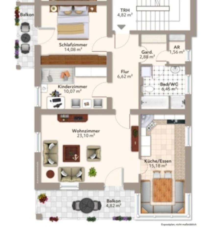 Thumbnail-3-Zi-Wohnung mit 2 Balkonen & Garage