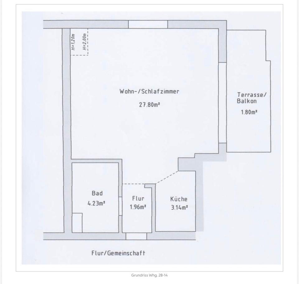 Thumbnail-1-Zimmer Wohnung Bensheim Stadtmitte, Balkon, Küche