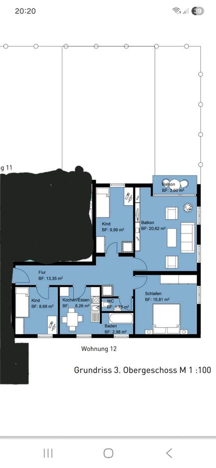 Thumbnail-4 Zimmer Wohnung in Ulm Stadtmitte Balkon Einbauküche 85 qm