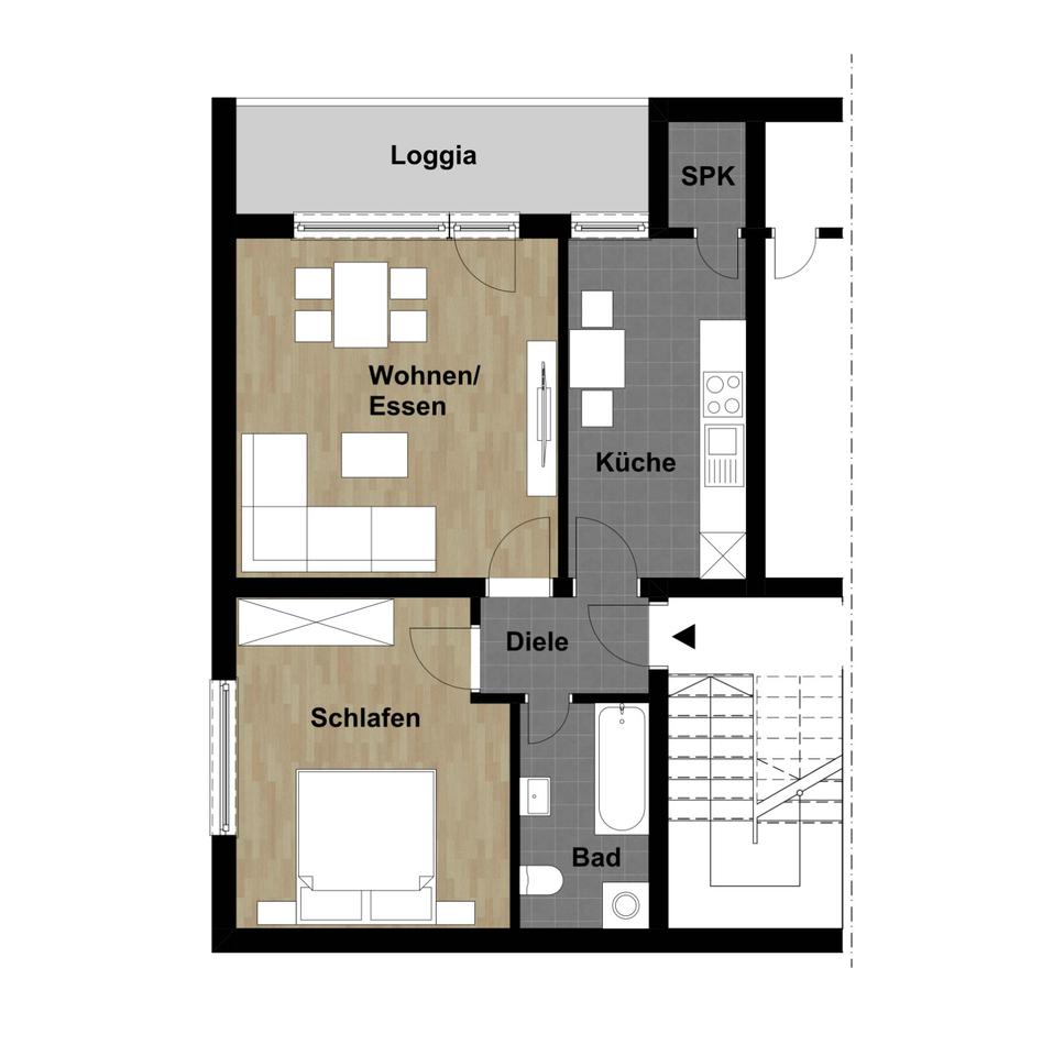 Thumbnail-Schöne, helle Wohnung 2 ZKB mit BalkonLoggia in Rudersdorf