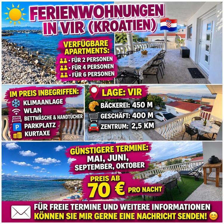 Thumbnail-Meer Apartment-Vir bei Zadar-Ferien