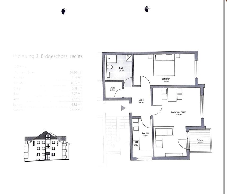 Thumbnail-Erdgeschoss Wohnung - zwei Zimmer mit Balkon in Heimbach-Weis