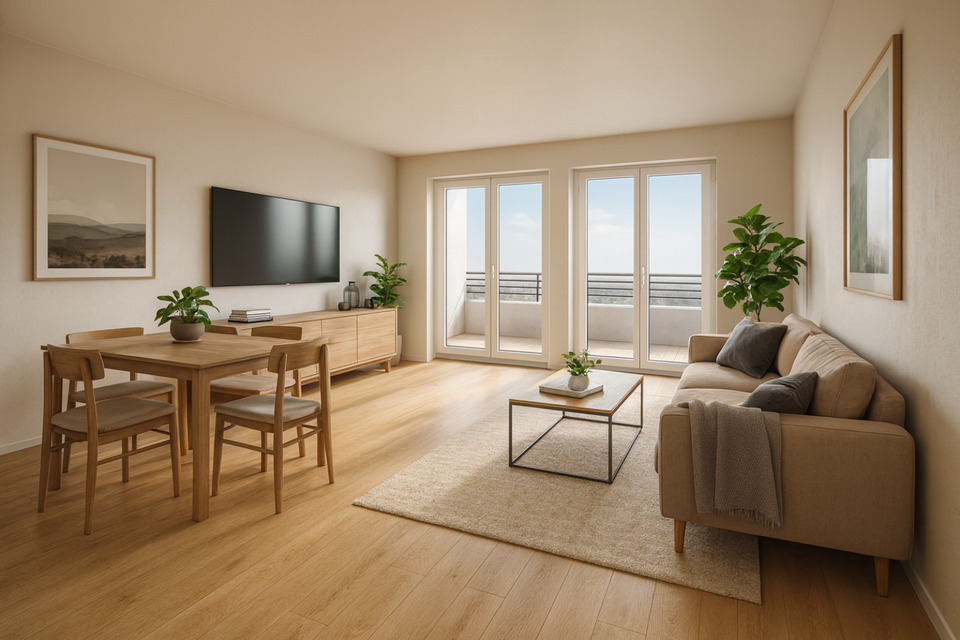 Thumbnail-Ahlener Marienplatz, eine 3-Zimmer Neubauwohnung mit 89m² Wohnfläche im EH 40 KNG-Haus.