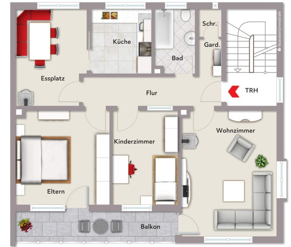 Thumbnail-Helle 3-Zi.-EG-Wohnung (85 m²) in ruhiger Lage + EBK in G