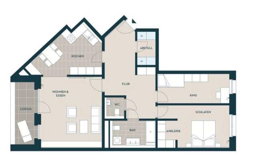 Thumbnail-Moderne 3 Zimmer Wohnung, Loggia, Gäste WC im Herzen Regensburgs
