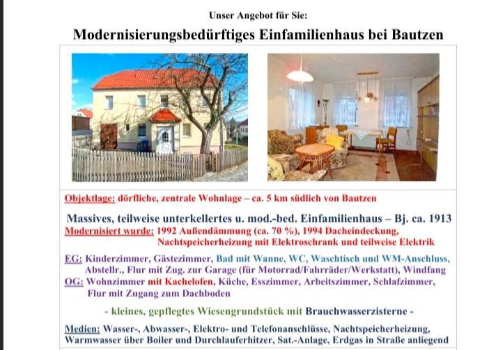 Thumbnail-Modernisierungbeürftiges Einfamilienhaus bei Bautzen