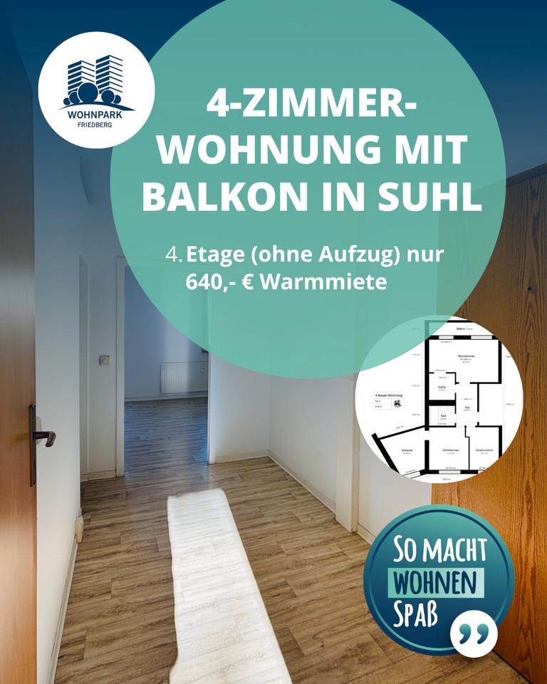 Thumbnail-4-Zimmer-Wohnung mit Balkon in Suhl in der 4. Etage (ohne Aufzug)