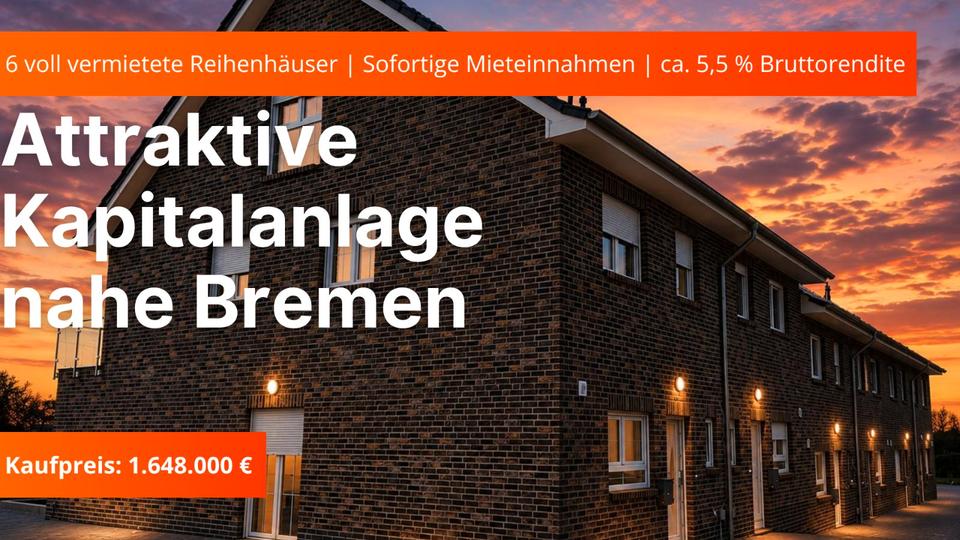 Thumbnail-6 vollvermietete Reihenhäuser bei Bremen, privat & provisionsfrei