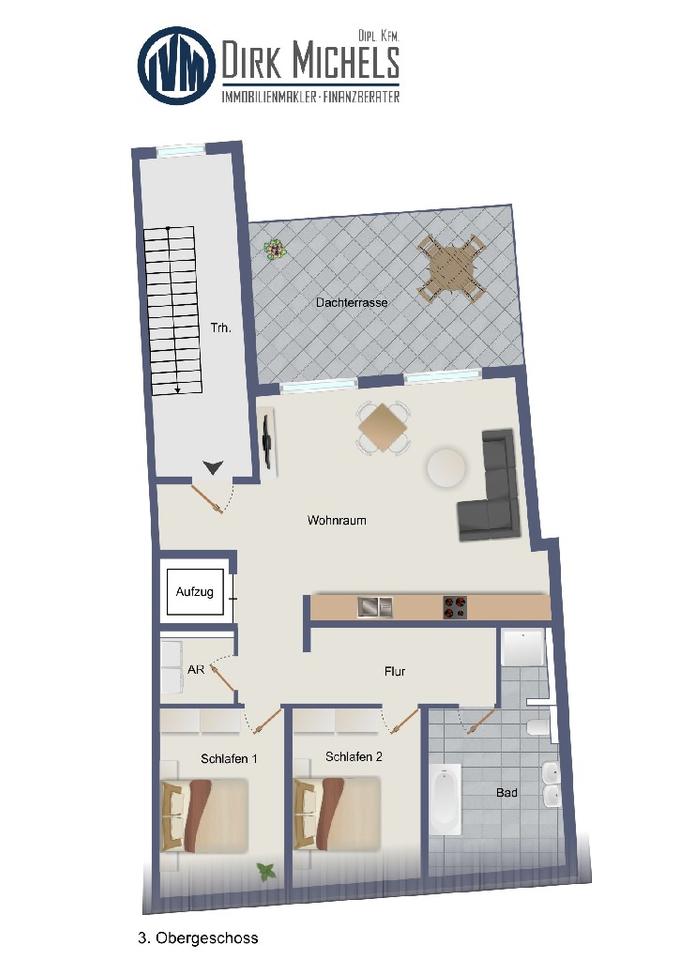 Thumbnail-Neubau Erstbezug! Penthousewohnung mit Dachterrasse in Merzig Innenstadt Top Lage KFW 55 Standard