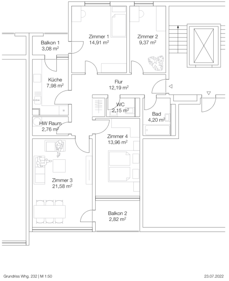 Thumbnail-4-Zimmer Wohnung mit 2 Balkon und EBK in Waiblingen