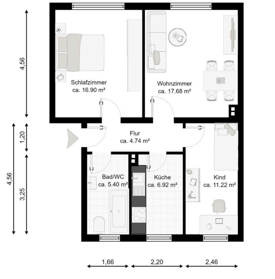 Thumbnail-Teilmöblierte 3 Zimmer Wohnung in Ilmenau OT Gehren