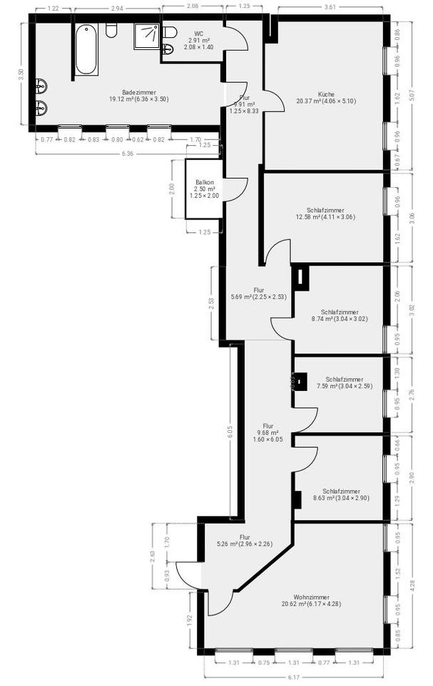 Thumbnail-Große Wohnung 5 Zimmer Küche Bad mit Balkon