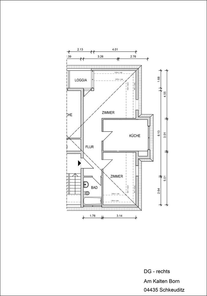 Thumbnail-Charmante 2-Raum-Dachgeschosswohnung – 59,55 m²