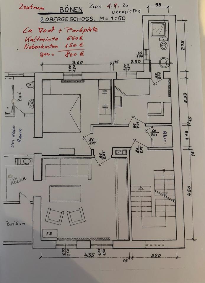 Thumbnail-70 m² Wohnung mit Balkon im Zentrum von Bönen zu vermieten!