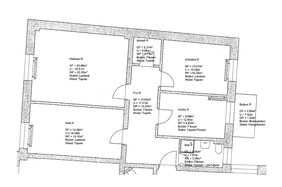 Thumbnail-Schöne 3 Raum mit Balkon und Stellplatz in Meißen zu vermieten