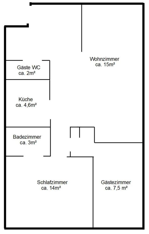 Thumbnail-Mietwohnung 60m² mit schöner Aufteilung