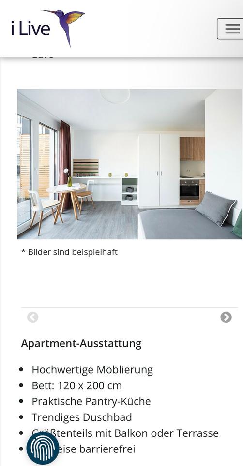 Thumbnail-Heilbronn 1 Zimmer Apartment mit Balkon Studenten ILive