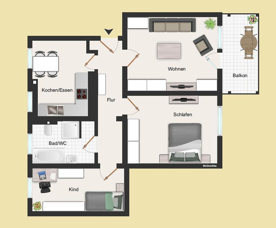 Thumbnail-3-Zi.Wohnung mit BALKON in schöner Wohnlage zu vermieten!