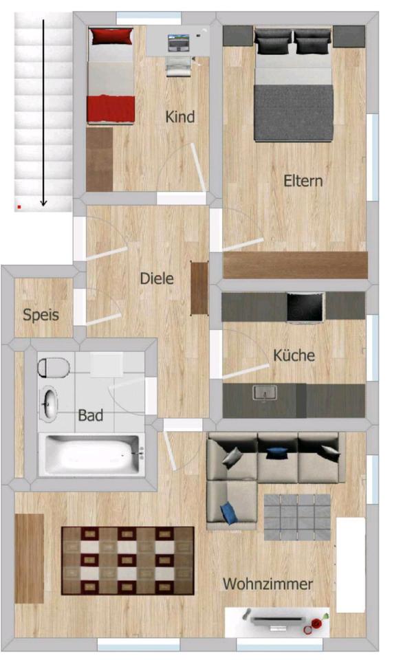 Thumbnail-3 Zimmerwohnung zu vermieten