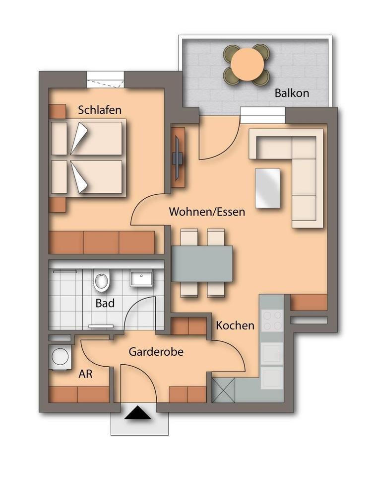 Thumbnail-Erstbezug moderne 2-Zimmer Wohnung 1. Obergeschoss