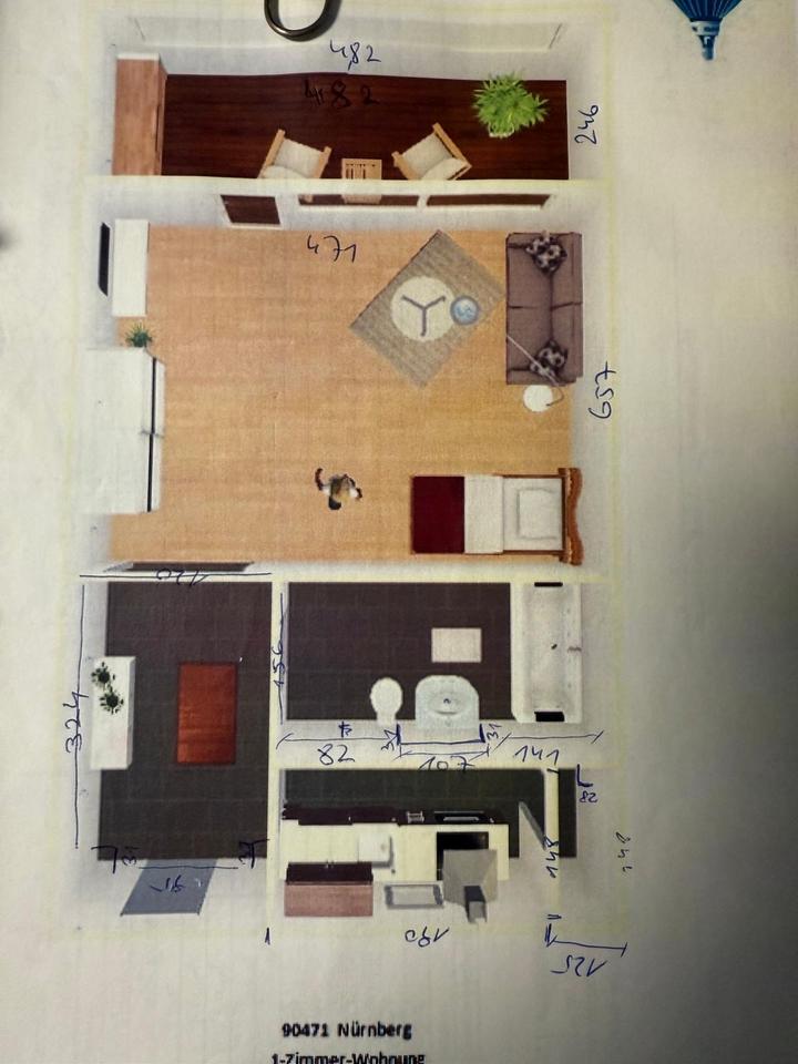 Thumbnail-1-Zimmer-Wohnung in Nürnberg-Langwasser-Nord. 50m zur U-Bahn!