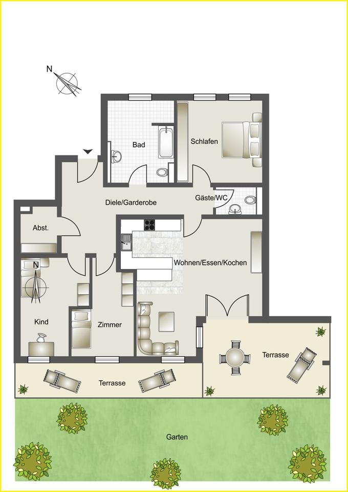 Thumbnail-***4-Zi.-EG-Whg, TOP-Zustand, Neubau von 2020, ebenerdiges Wohnen mit großer Terrasse, begehrte Lage
