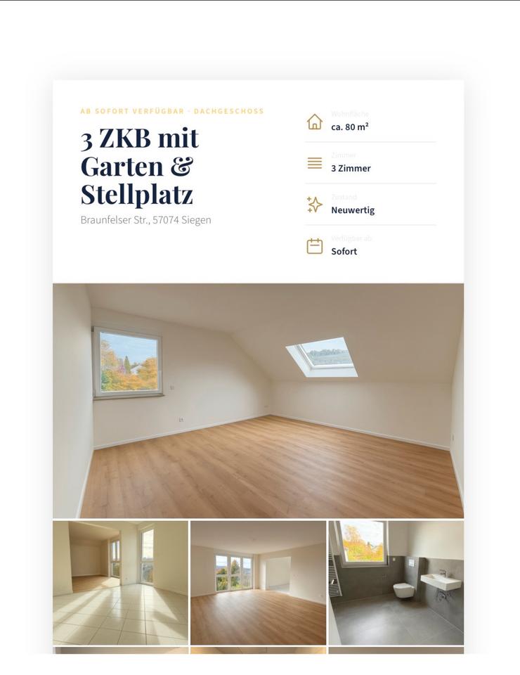 Thumbnail-3-Zimmer-Wohnung 80m2 in Siegen|Stellplatz|Garten|ab sofort