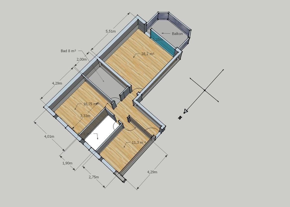 Thumbnail-schöne Eigentumswohnung 81m² mit Parkettboden und Balkon