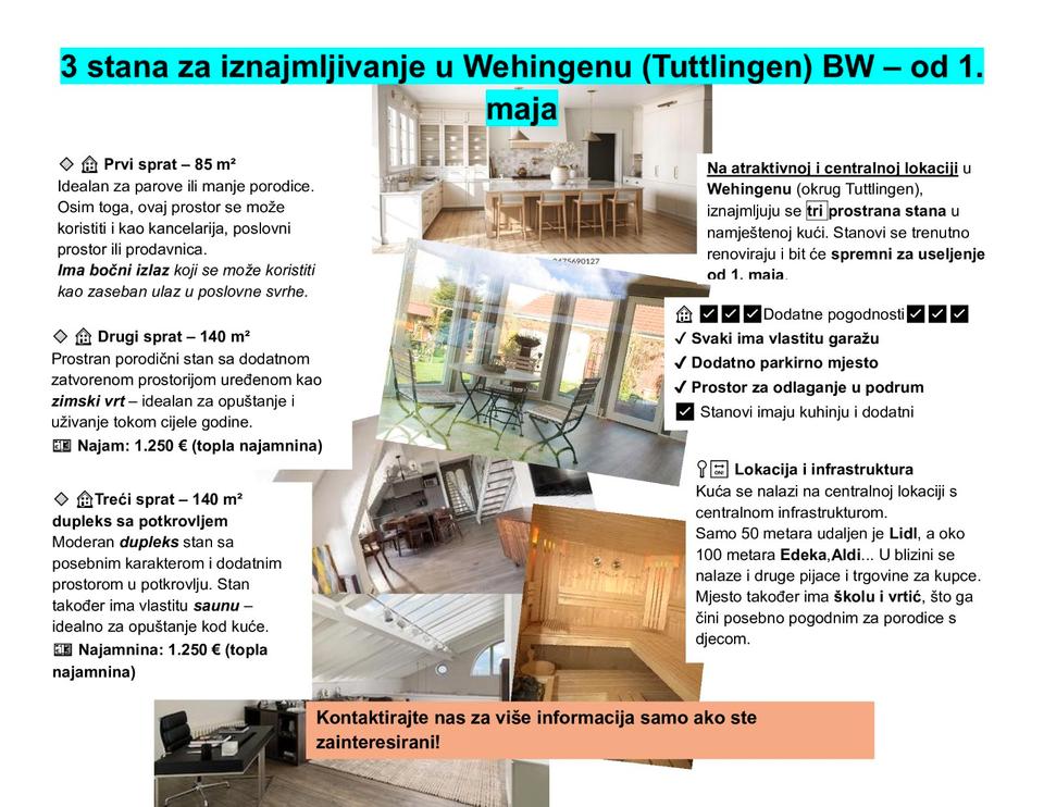Thumbnail-3 Wohnungen in Wehingen (Tuttlingen) BW zu vermieten – ab 1. Mai