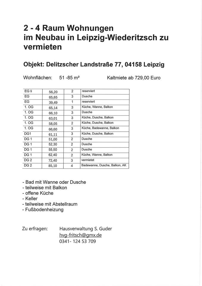 Thumbnail-2 - 4 Raum Wohnungen Neubau in Leipzig-Wiederitzsch zu vermieten