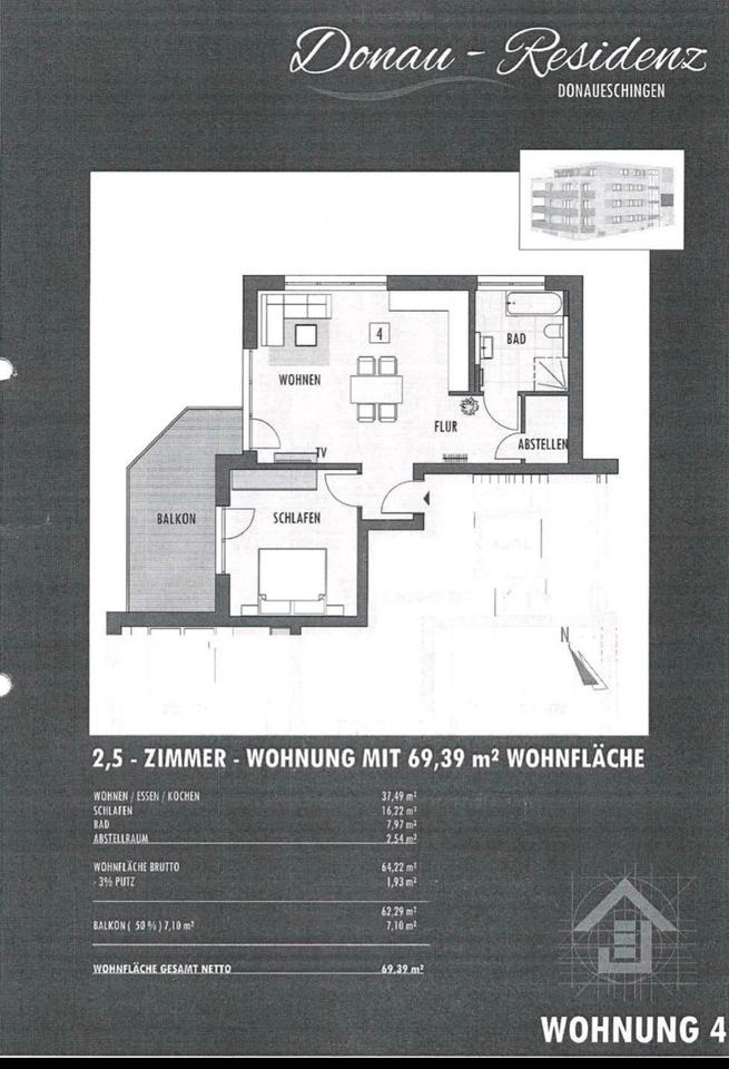Thumbnail-Vermietung 2,5 Zimmer Wohnung mit Balkon in Donaueschingen